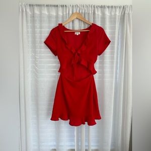 Revolve Superdown Mis Ruffle Dress Red XS
